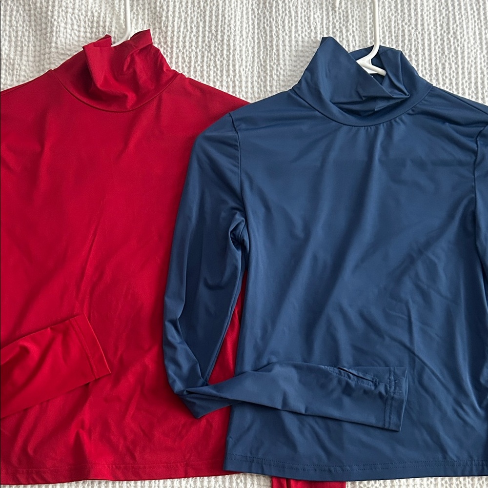 Princess Polly Red and Navy Blue Long Sleeve Turtlenecks - Set of 2